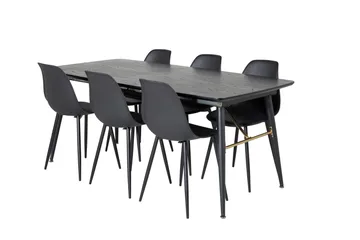Irunea uttrekkbar spisegruppe 180 cm inkl. 6 Ypas stoler - Svart - Møbler - Bord - Spisegruppe