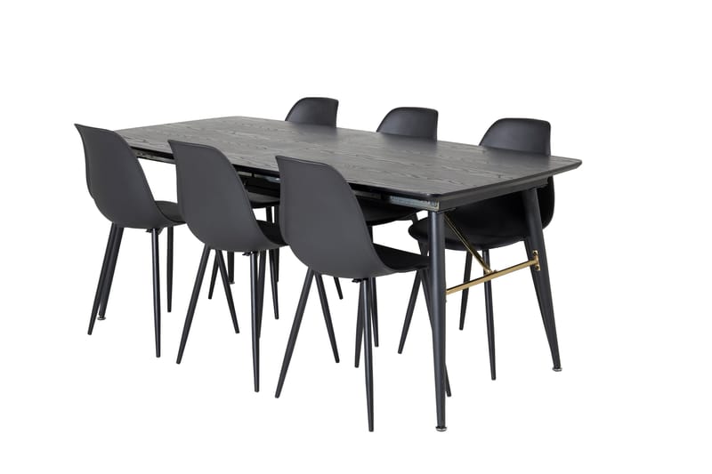 Irunea uttrekkbar spisegruppe 180 cm inkl. 6 Ypas stoler - Svart - Møbler - Bord - Spisegruppe