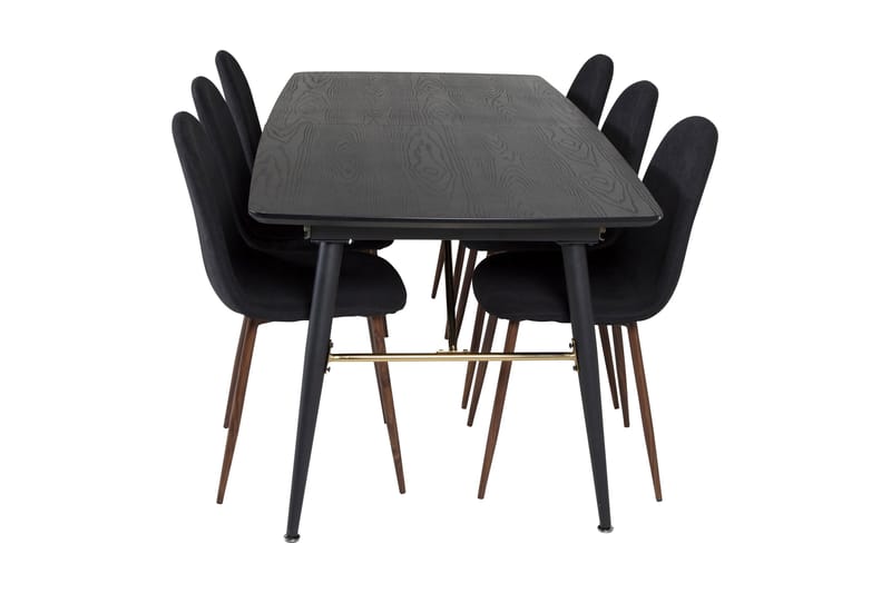 Irunea uttrekkbar spisegruppe 180 cm inkl. 6 Ypas stoler - Svart/Brun - Møbler - Bord - Spisegruppe