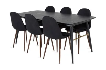 Irunea uttrekkbar spisegruppe 180 cm inkl. 6 Ypas stoler - Svart/Brun - Møbler - Bord - Spisegruppe