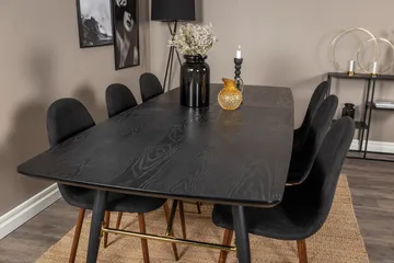 Irunea uttrekkbar spisegruppe 180 cm inkl. 6 Ypas stoler - Svart/Brun - Møbler - Bord - Spisegruppe