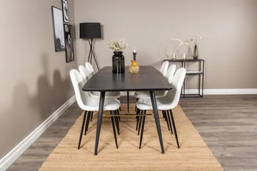Irunea uttrekkbar spisegruppe 180 cm inkl. 6 Ypas stoler - Svart/Hvit - Møbler - Bord - Spisegruppe