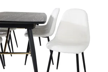 Irunea uttrekkbar spisegruppe 180 cm inkl. 6 Ypas stoler - Svart/Hvit - Møbler - Bord - Spisegruppe