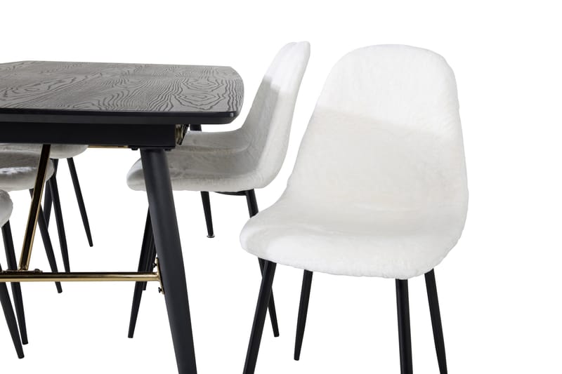 Irunea uttrekkbar spisegruppe 180 cm inkl. 6 Ypas stoler - Svart/Hvit - Møbler - Bord - Spisegruppe
