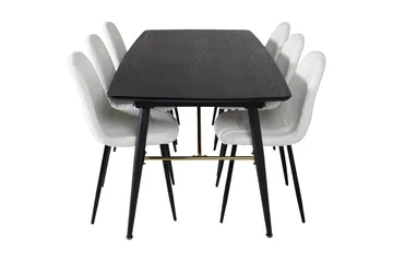 Irunea uttrekkbar spisegruppe 180 cm inkl. 6 Ypas stoler - Svart/Hvit - Møbler - Bord - Spisegruppe