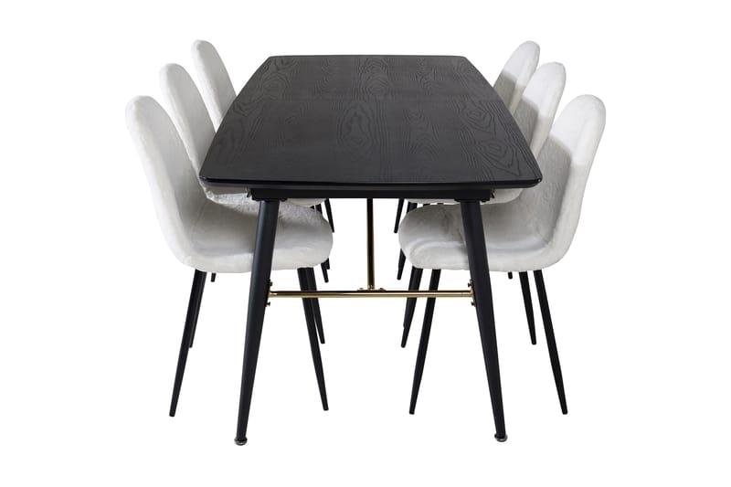 Irunea uttrekkbar spisegruppe 180 cm inkl. 6 Ypas stoler - Svart/Hvit - Møbler - Bord - Spisegruppe
