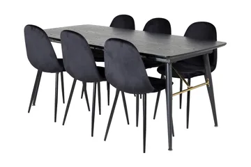 Irunea Uttrekkbar Spisegruppe 180 cm inkl. 6 Pontus Stoler - Svart - Møbler - Bord - Spisegruppe