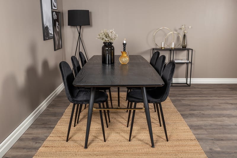 Irunea Uttrekkbar Spisegruppe 180 cm inkl. 6 Pontus Stoler - Svart - Møbler - Bord - Spisegruppe