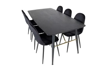 Irunea Uttrekkbar Spisegruppe 180 cm inkl. 6 Pontus Stoler - Svart - Møbler - Bord - Spisegruppe