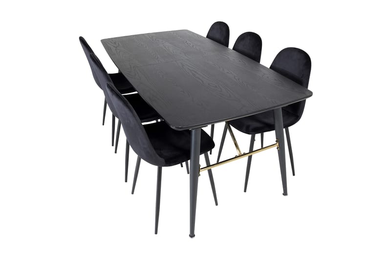 Irunea Uttrekkbar Spisegruppe 180 cm inkl. 6 Pontus Stoler - Svart - Møbler - Bord - Spisegruppe