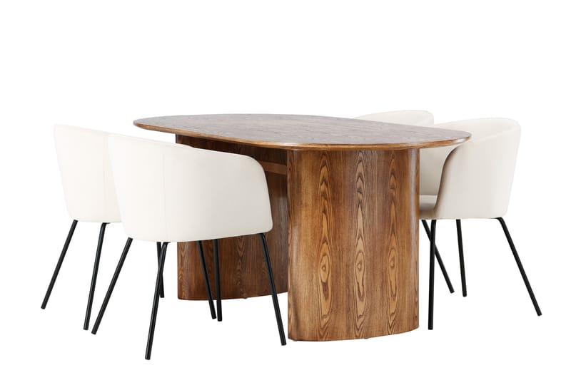Isolde Matgruppe 180 cm Oval med 4 Berit Stoler - Beige - Møbler - Bord - Spisegruppe