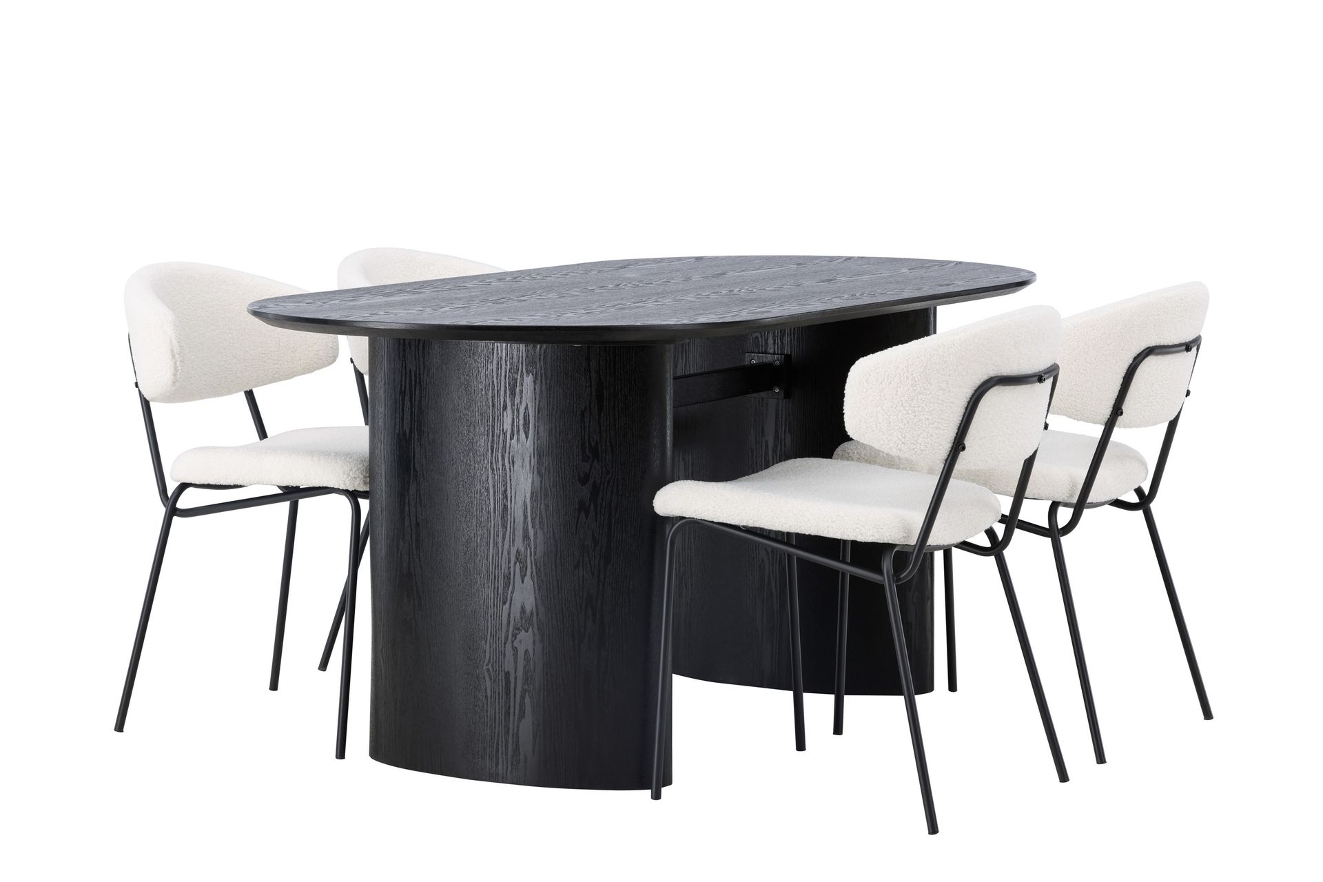 Isolde Matgruppe 180 cm Oval med 4 Chico Stoler - Sort - Møbler - Bord - Spisegruppe