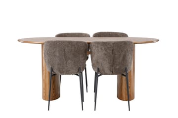Isolde Matgruppe 180 cm Oval med 4 Modesto Stoler - Mørk grå - Møbler - Bord - Spisegruppe