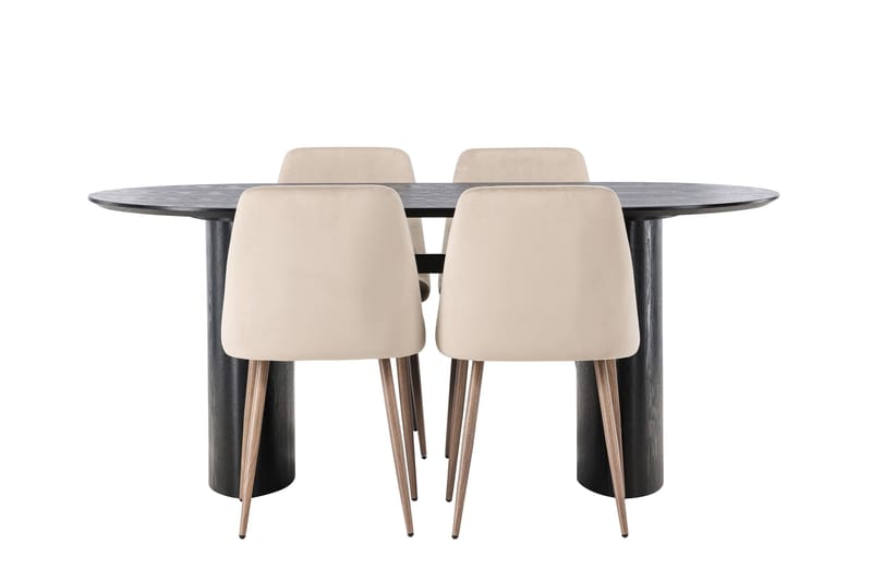 Isolde Matgruppe 180 cm Oval med 4 Night Stoler, Sort