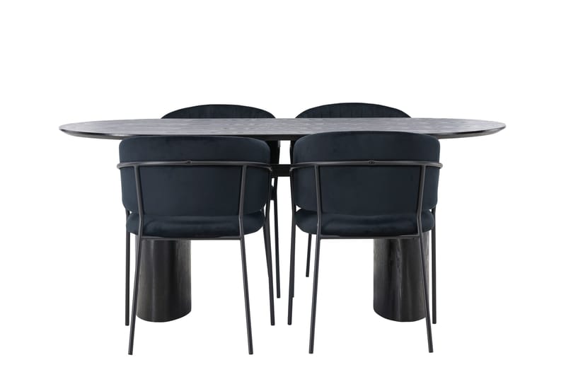 Isolde Matgruppe 180 cm Oval med 4 Selma Stoler - Sort - Møbler - Bord - Spisegruppe