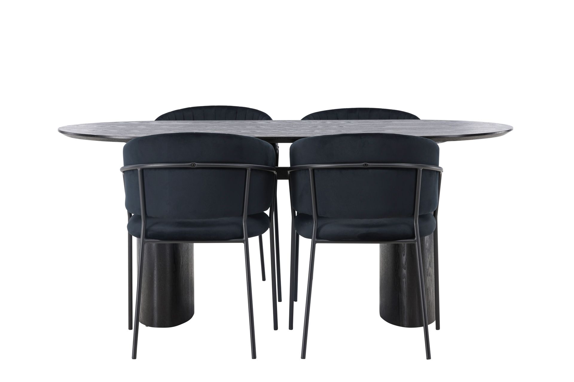 Isolde Matgruppe 180 cm Oval med 4 Selma Stoler - Sort - Møbler - Bord - Spisegruppe