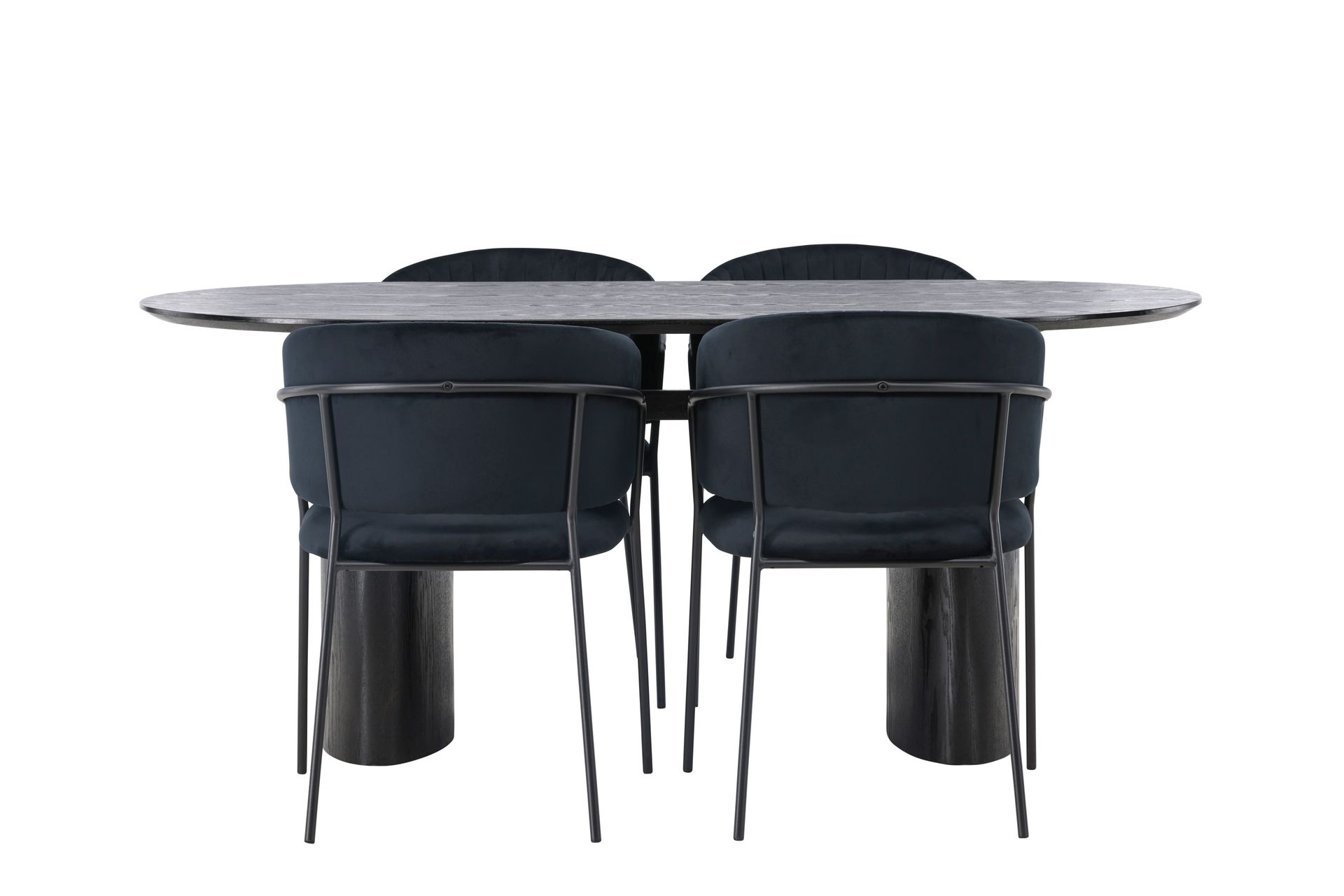 Isolde Matgruppe 180 cm Oval med 4 Selma Stoler - Sort - Møbler - Bord - Spisegruppe