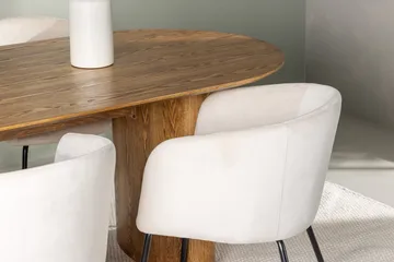 Isolde spisebord 180x90 cm med 4 Berit armstoler i fløyel med armlener - Møbler - Bord - Spisegruppe