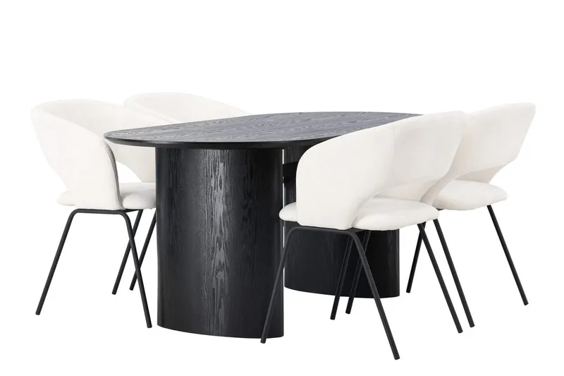 Isolde spisebord 180x90 cm med 4 Day spisestoler - Møbler - Bord - Spisegruppe