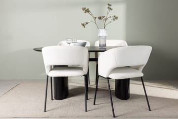 Svart - Svart bord|Offwhite stoler