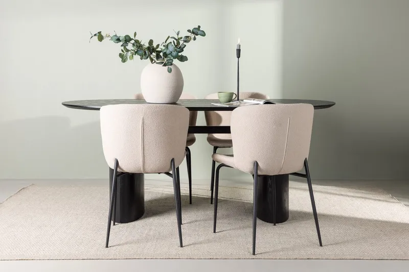 Isolde spisebord 180x90 cm med 4 Modesto spisestoler