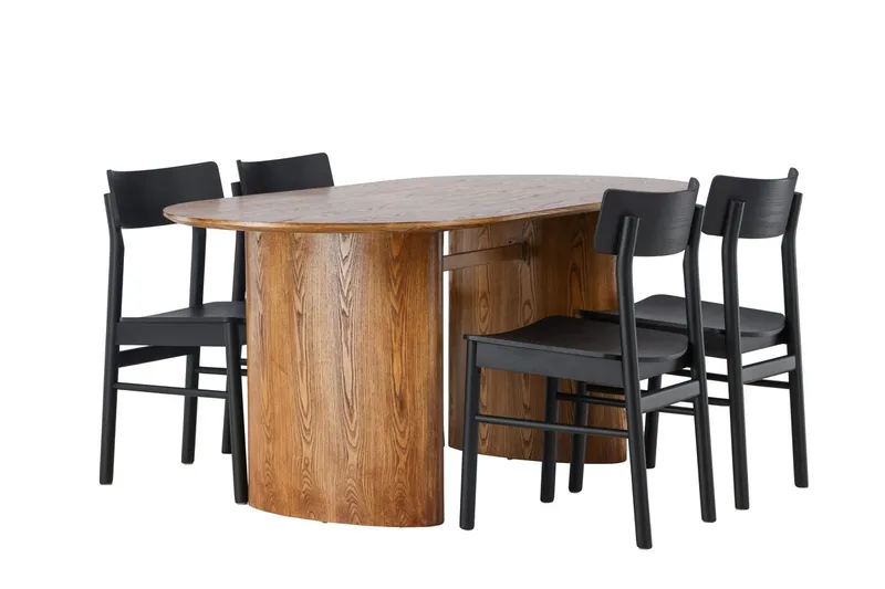 Isolde spisebord 180x90 cm med 4 Montros spisestoler