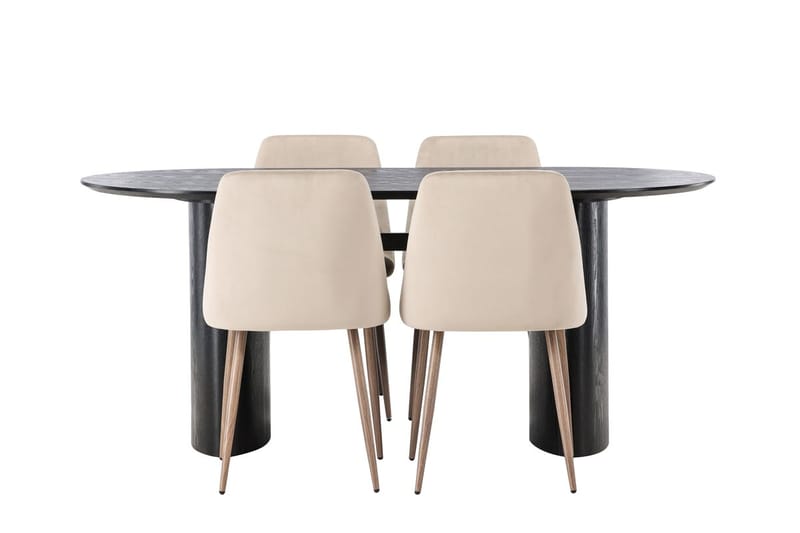 Isolde spisebord 180x90 cm med 4 Night spisestoler - Møbler - Bord - Spisegruppe
