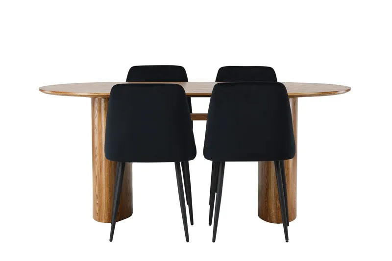 Isolde spisebord 180x90 cm med 4 Night spisestoler - Møbler - Bord - Spisegruppe