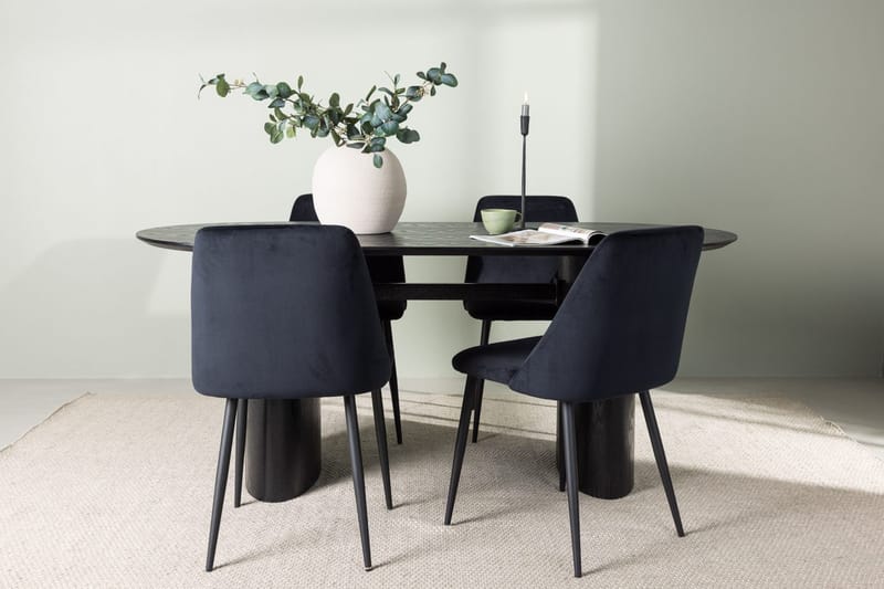 Isolde Spisebord 180x90 cm med 4 Night Spisestoler
