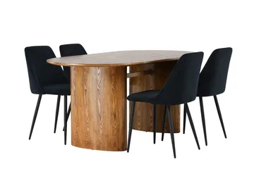 Isolde spisebord 180x90 cm med 4 Night spisestoler - Møbler - Bord - Spisegruppe