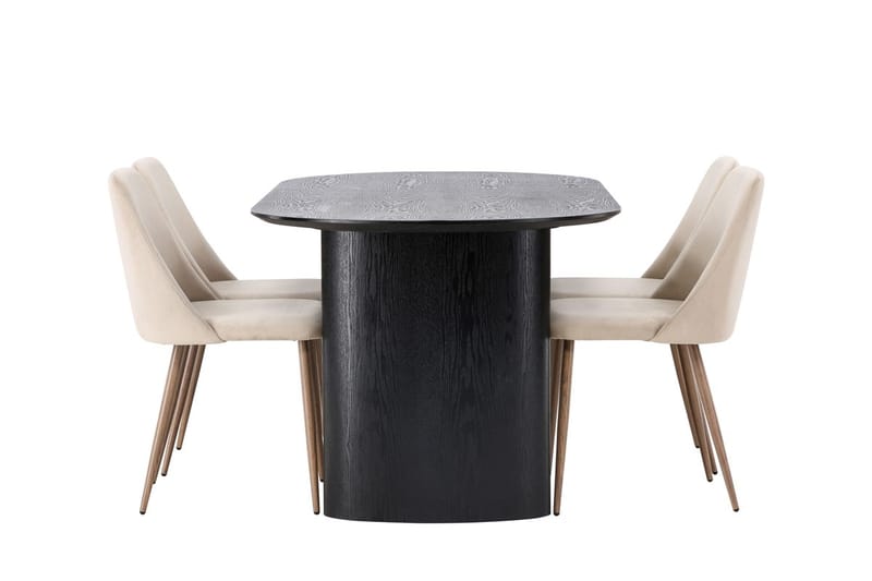Isolde spisebord 180x90 cm med 4 Night spisestoler - Møbler - Bord - Spisegruppe