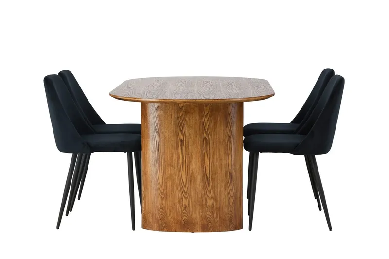 Isolde spisebord 180x90 cm med 4 Night spisestoler - Møbler - Bord - Spisegruppe