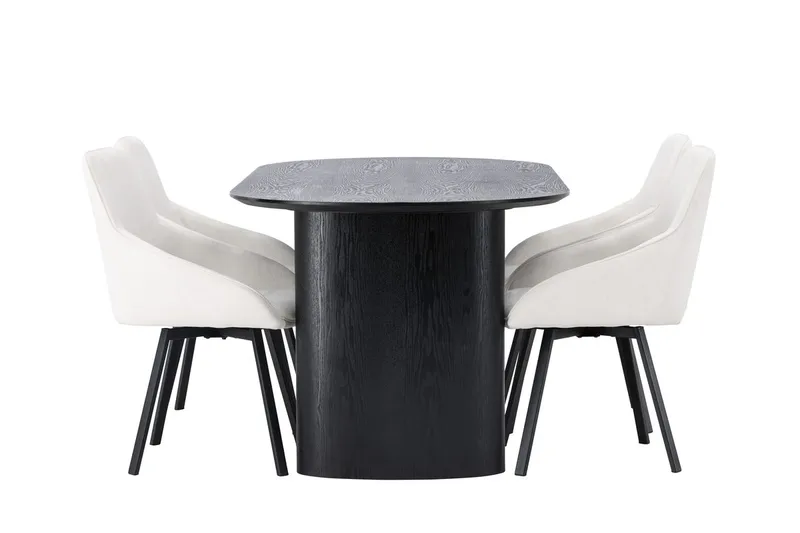 Isolde spisebord 180x90 cm med 4 Rosie spisestoler - Møbler - Bord - Spisegruppe
