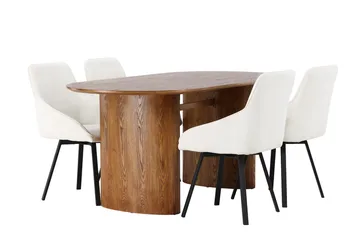 Isolde spisebord 180x90 cm med 4 Rosie spisestoler - Møbler - Bord - Spisegruppe