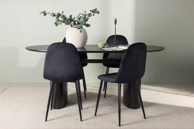 Isolde spisebord 180x90 cm med 4 Polar kjøkkenstoler