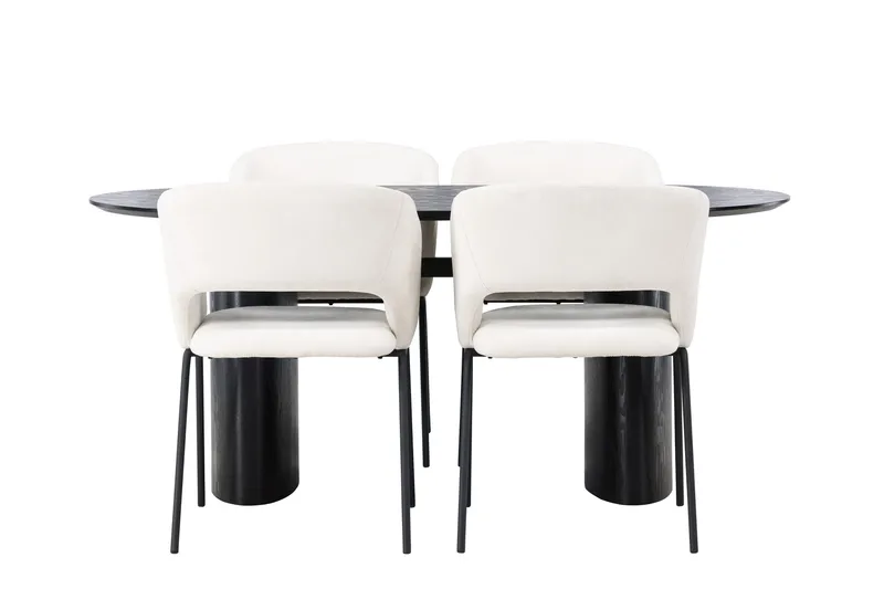 Isolde Spisegruppe 180 cm Oval med 4 Day Stoler, Sort