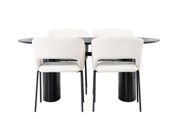 Isolde Spisegruppe 180 cm Oval med 4 Day Stoler - Sort - Møbler - Bord - Spisegruppe