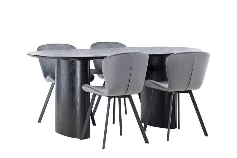 Isolde Spisegruppe 180 cm Oval med 4 Lilja Stoler - Sort - Møbler - Bord - Spisegruppe
