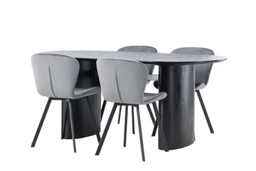 Isolde Spisegruppe 180 cm Oval med 4 Lilja Stoler - Sort - Møbler - Bord - Spisegruppe