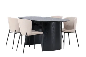 Isolde Spisegruppe 180 cm Oval med 4 Modesto Stoler - Beige - Møbler - Bord - Spisegruppe