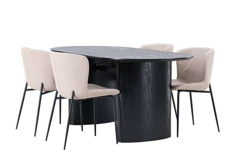 Isolde Spisegruppe 180 cm Oval med 4 Modesto Stoler - Beige - Møbler - Bord - Spisegruppe