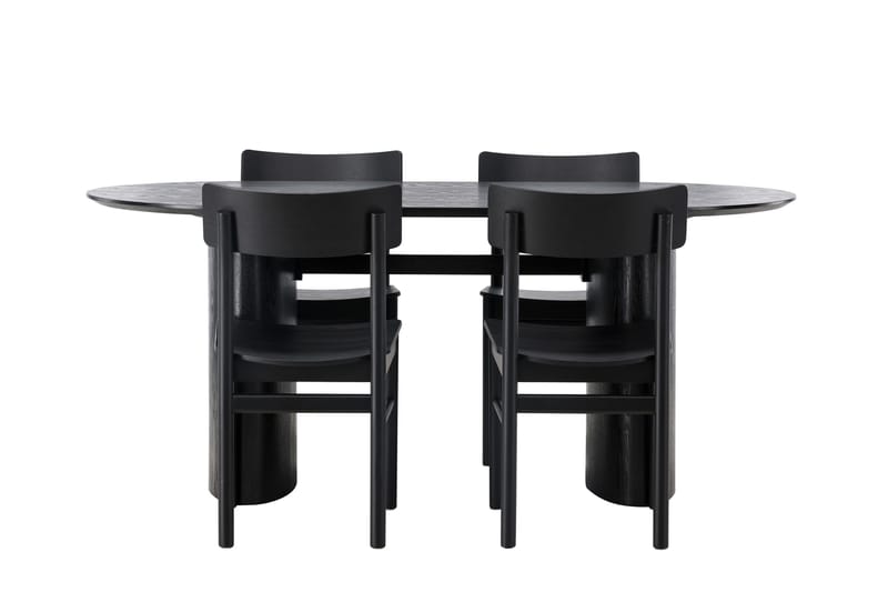 Isolde Spisegruppe 180 cm Oval med 4 Montros Stoler, Sort