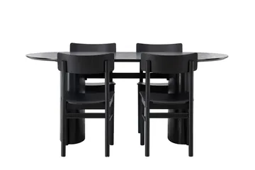 Isolde Spisegruppe 180 cm Oval med 4 Montros Stoler - Sort - Møbler - Bord - Spisegruppe