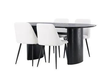 Isolde Spisegruppe 180 cm Oval med 4 Night Stoler - Sort - M øbler - Bord - Spisegruppe