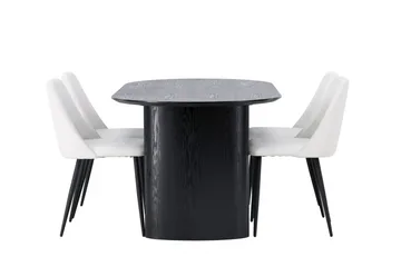 Isolde Spisegruppe 180 cm Oval med 4 Night Stoler - Sort - Møbler - Bord - Spisegruppe