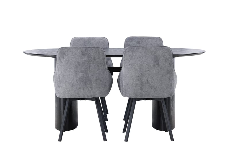 Isolde Spisegruppe 180 cm Oval med 4 Rosie Stoler, Sort