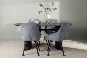 Isolde Spisegruppe 180 cm Oval med 4 Rosie Stoler - Sort - Møbler - Bord - Spisegruppe