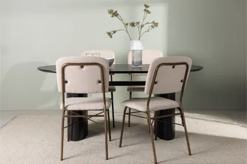 Isolde Spisegruppe 180 cm Oval med 4 Seda Stoler - Beige - Møbler - Bord - Spisegruppe