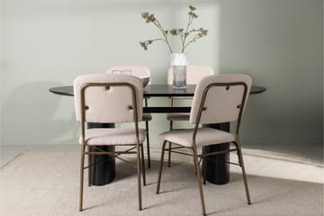 Isolde Spisegruppe 180 cm Oval med 4 Seda Stoler - Beige - Møbler - Bord - Spisegruppe