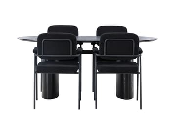 Isolde Spisegruppe 180 cm Oval med 4 Yesterday Stoler - Sort - Møbler - Bord - Spisegruppe